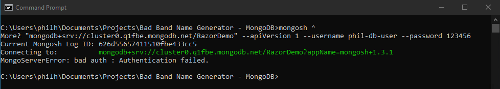Authentication with MongoDB and Python
