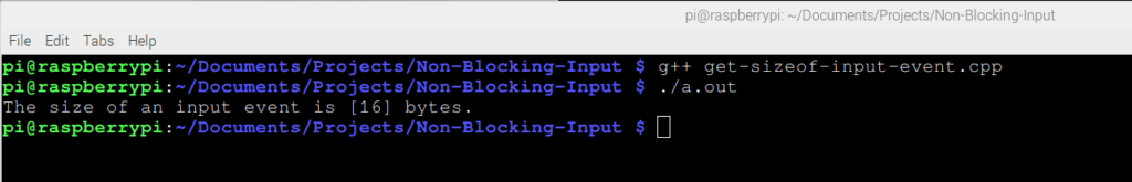 Input Events Code Example C++