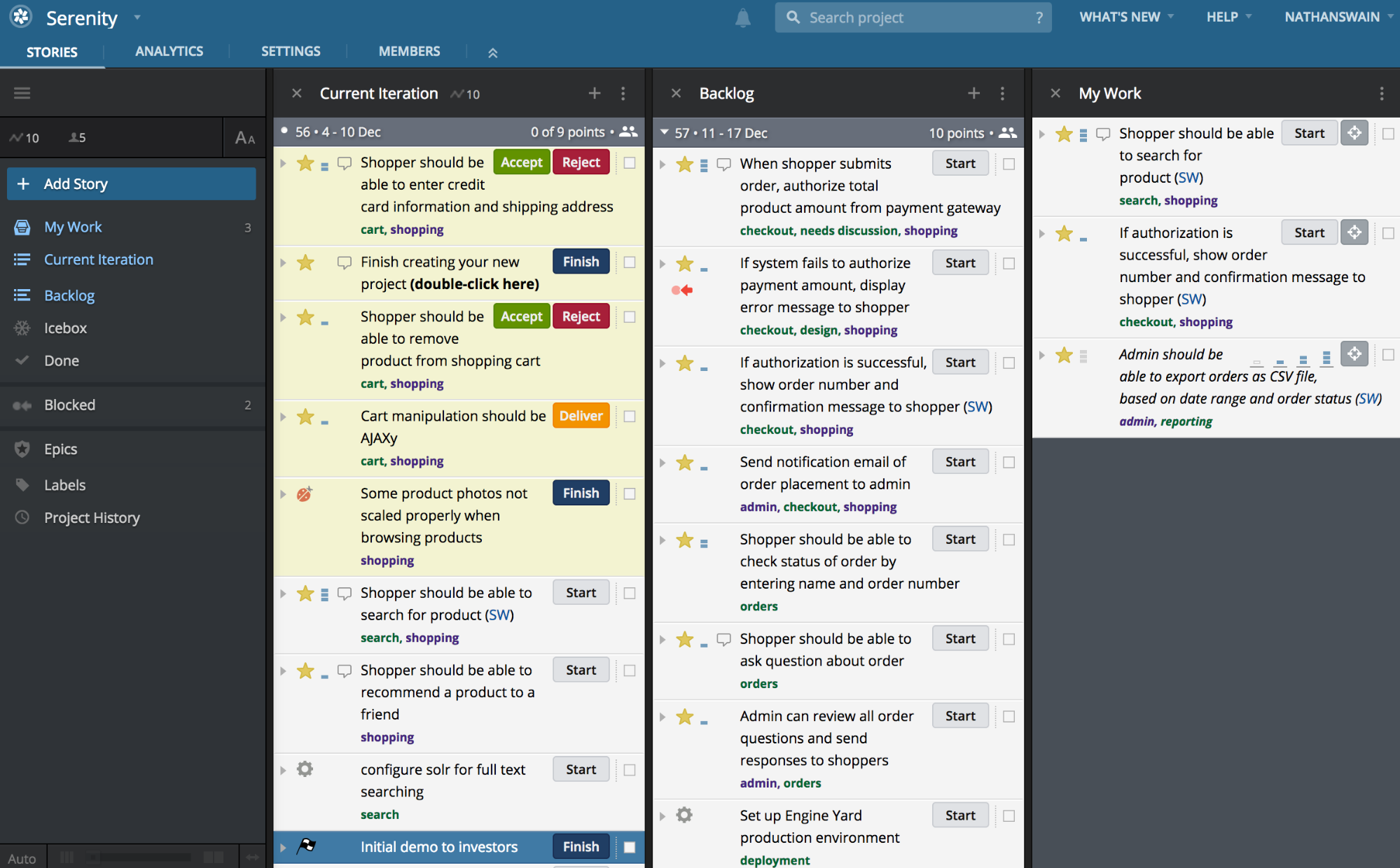 Pivotal Tracker Project Management Tool