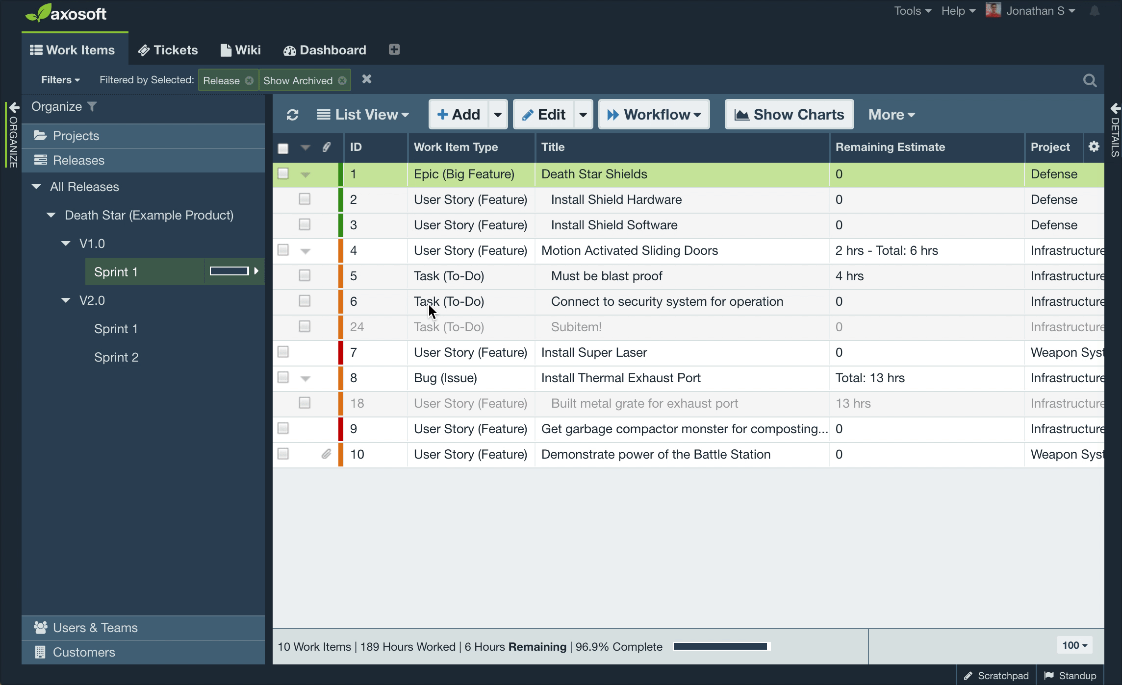 Axosoft Scrum project management tool