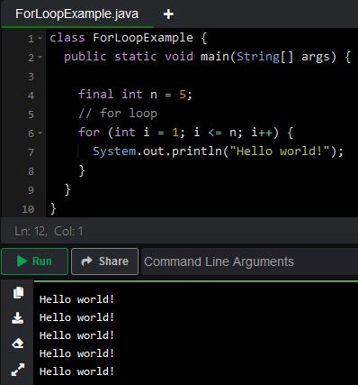 Java For Loop 