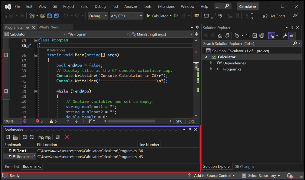 Visual Studio development environment